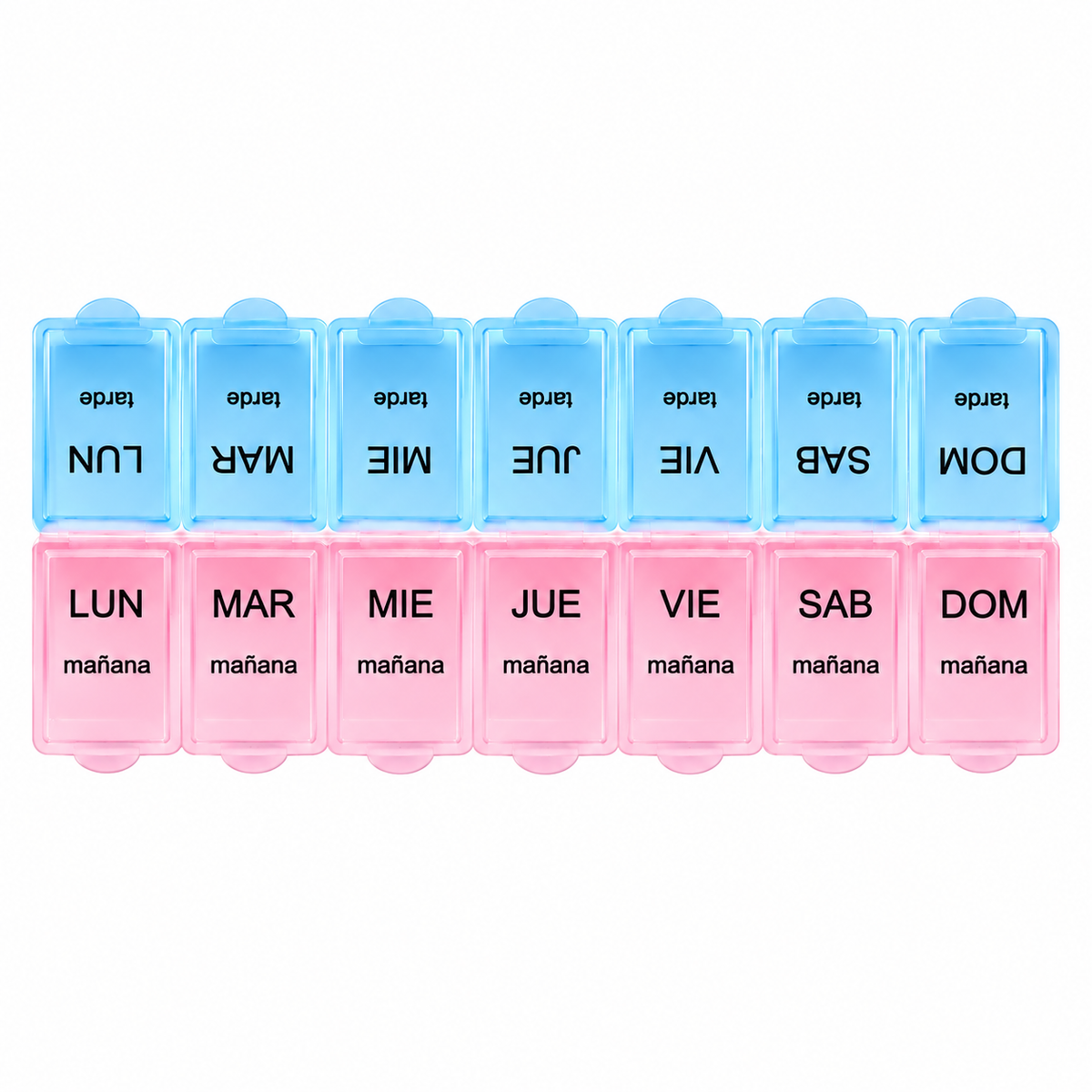 Pastillero semanal Sanaré, de lunes a domingo, con compartimentos de mañana y tarde