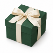 Caja de regalo verde con moño
